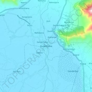 Mapa topográfico Duderhama, altitud, relieve