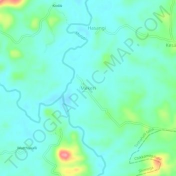 Mapa topográfico Mekeri, altitud, relieve