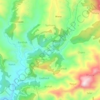 Mapa topográfico Naula, altitud, relieve