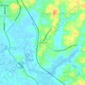 Mapa topográfico Nalukody, altitud, relieve