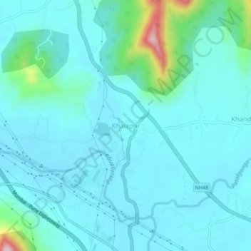 Mapa topográfico Khalapur, altitud, relieve