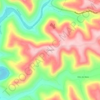 Mapa topográfico Picadão, altitud, relieve