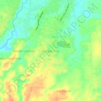 Mapa topográfico Bangun Rejo, altitud, relieve