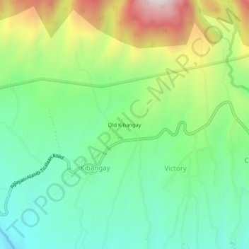 Mapa topográfico Old Kibangay, altitud, relieve