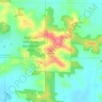 Mapa topográfico Mount Fuji, altitud, relieve