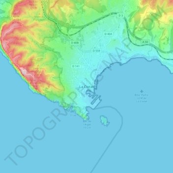 Mapa topográfico La Ciotat, altitud, relieve