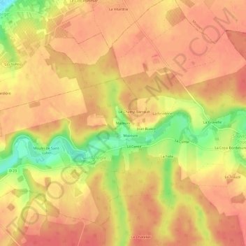Mapa topográfico Mazeure, altitud, relieve