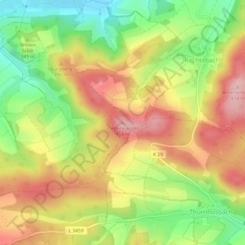 Mapa topográfico Ziegenküppel, altitud, relieve