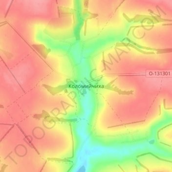 Mapa topográfico Kolomyichykha, altitud, relieve