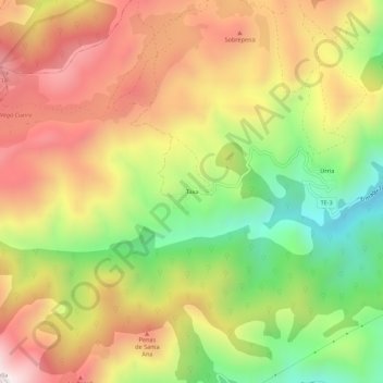 Mapa topográfico Taja, altitud, relieve