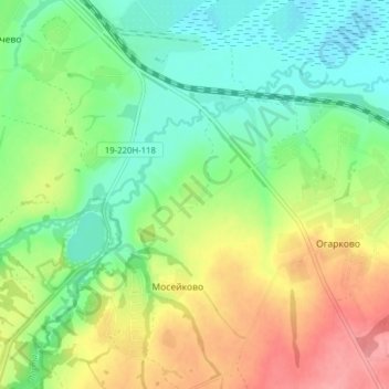 Mapa topográfico Реброво, altitud, relieve