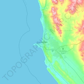 Mapa topográfico Geraldton, altitud, relieve