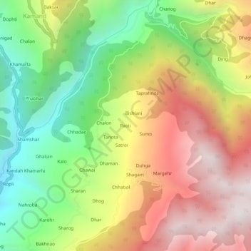 Mapa topográfico Paoti, altitud, relieve