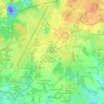 Mapa topográfico Les Renardieres, altitud, relieve