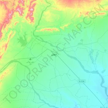 Mapa topográfico Bannu, altitud, relieve