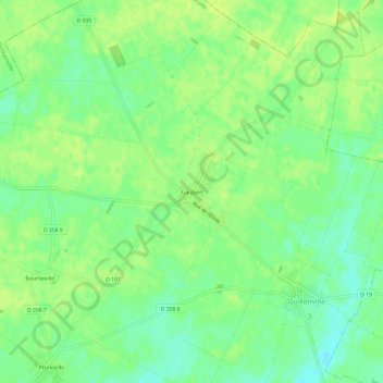 Mapa topográfico Gaubert, altitud, relieve