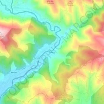 Mapa topográfico Matamá, altitud, relieve