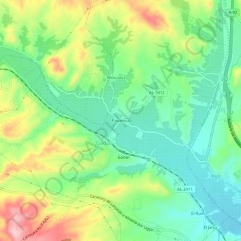 Mapa topográfico Paulenca, altitud, relieve