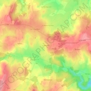 Mapa topográfico Le Montex, altitud, relieve