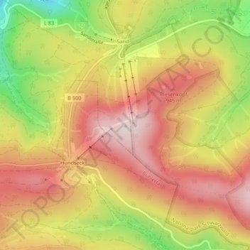 Mapa topográfico Mehliskopf, altitud, relieve