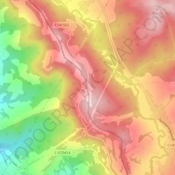 Mapa topográfico Verecke Pass, altitud, relieve