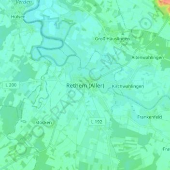 Mapa topográfico Rethem (Aller), altitud, relieve