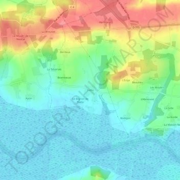 Mapa topográfico Tréfin, altitud, relieve