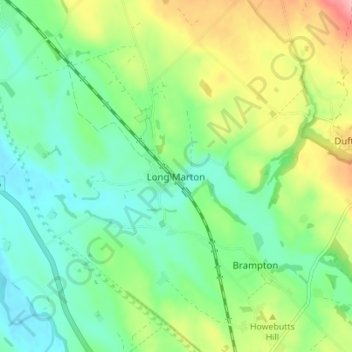 Mapa topográfico Long Marton, altitud, relieve