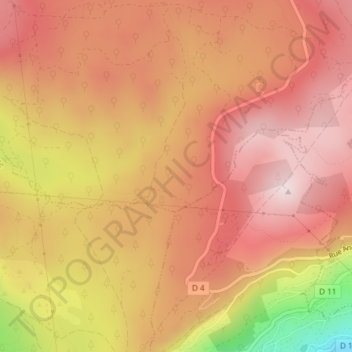 Mapa topográfico Trois Termes, altitud, relieve