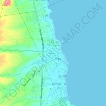 Mapa topográfico Reformista, altitud, relieve