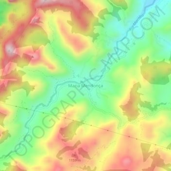 Mapa topográfico Maria Mendonça, altitud, relieve