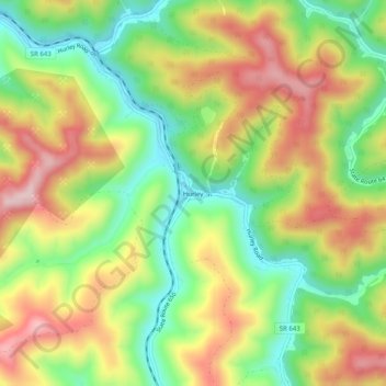 Mapa topográfico Hurley, altitud, relieve