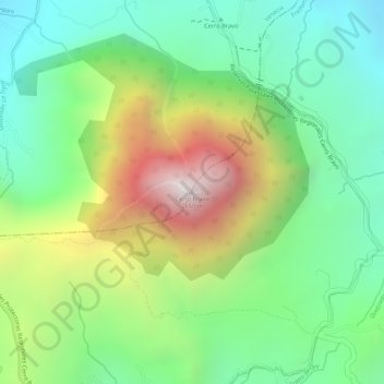 Mapa topográfico Cerro Bravo, altitud, relieve