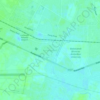 Mapa topográfico Aurangabad, altitud, relieve