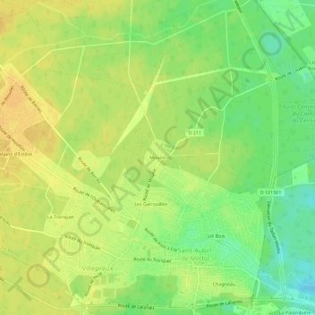 Mapa topográfico Mounic, altitud, relieve