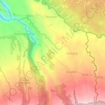 Mapa topográfico Piit, altitud, relieve