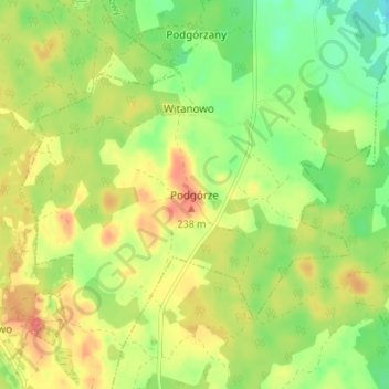 Mapa topográfico Podgórze, altitud, relieve