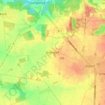 Mapa topográfico Ardestorf, altitud, relieve