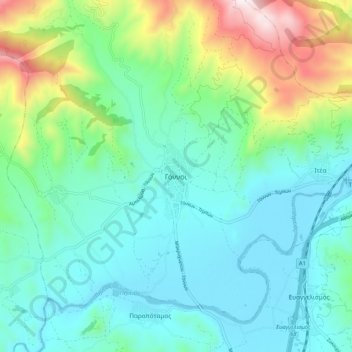Mapa topográfico Gonni, altitud, relieve