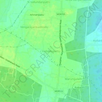 Mapa topográfico Vadakkupattu, altitud, relieve