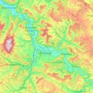 Mapa topográfico Meinhard, altitud, relieve