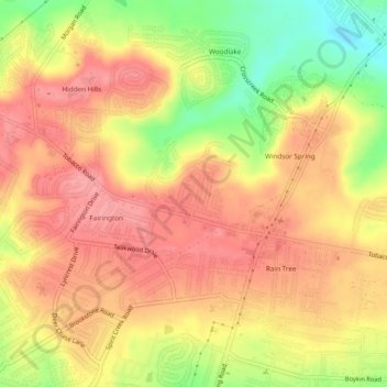 Mapa topográfico Spanish Trace, altitud, relieve