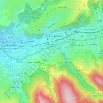 Mapa topográfico La Romière, altitud, relieve