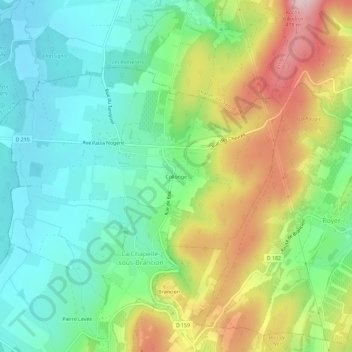 Mapa topográfico Collonge, altitud, relieve