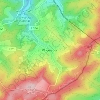 Mapa topográfico Wilgersdorf, altitud, relieve