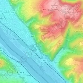 Mapa topográfico Karstel, altitud, relieve
