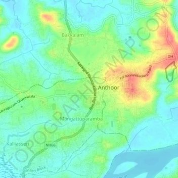 Mapa topográfico Dharmasala, altitud, relieve