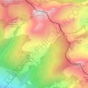 Mapa topográfico Sevan, altitud, relieve