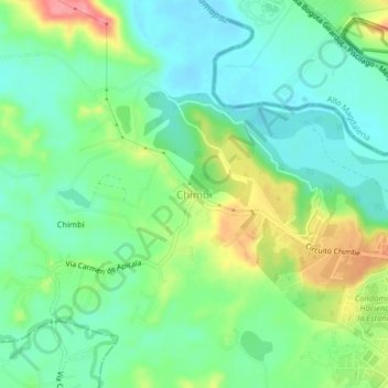 Mapa topográfico Chimbi, altitud, relieve