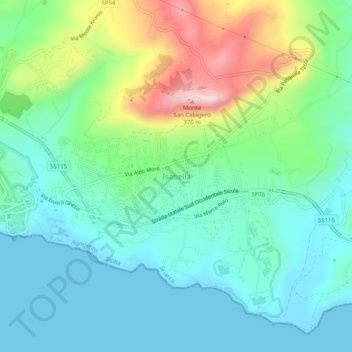 Mapa topográfico Isabella, altitud, relieve